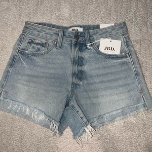 Just Black Denim Light Blue Frayed Hem Jean Shorts